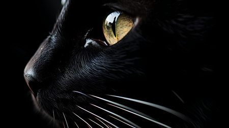 Close-up of a black cat's eyes. Selective focus.の素材