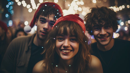 Group of young people having fun on New Year's Eve party.の素材