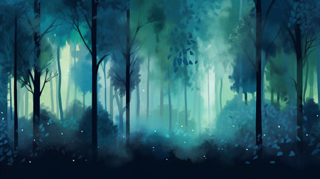 Forest background with fog and trees. Vector illustration. Eps 10.の素材