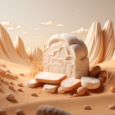 Foto per 3d rendering of sand sculpture in desert background. Digital illustration. - Immagine Royalty Free