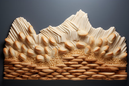 3d rendering of a lot of white bread, on a dark backgroundの素材