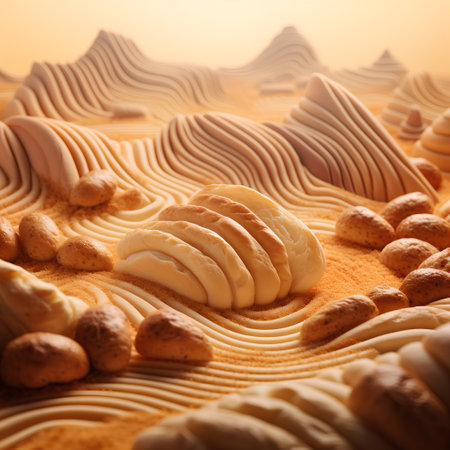 Delicious bread on the background of the desert. Toned.の素材
