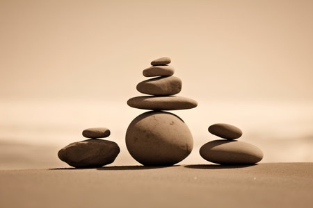 Pile of pebbles on the beach. Zen concept.の素材