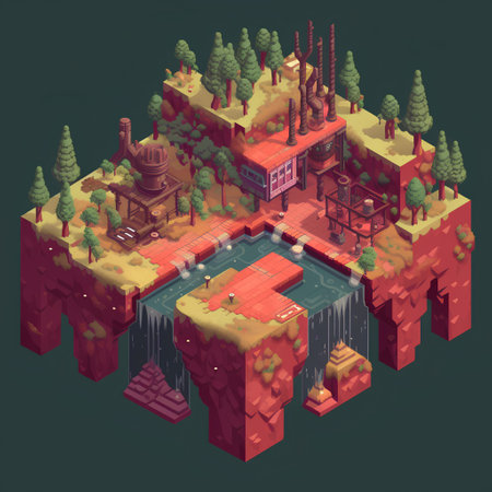 Isometric ancient city. 3d vector illustration. Isometric city.の素材