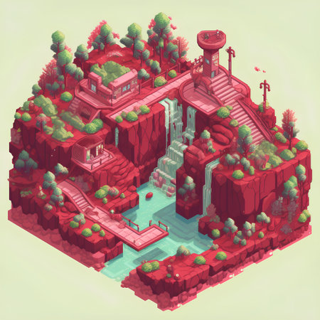 Isometric water park concept. 3d isometric vector illustration.の素材