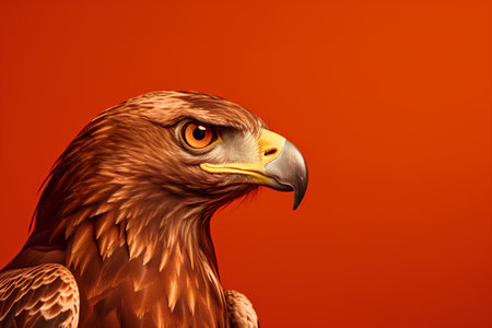eagle head on orange background. 3d rendering, 3d illustration.の素材