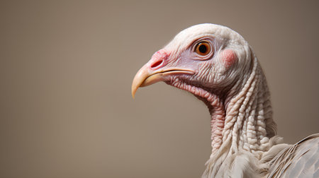 Portrait of a turkey on a beige background. Studio shot.の素材