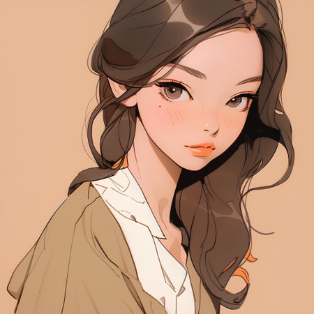 Portrait of a beautiful girl with long hair. Vector illustration.の素材