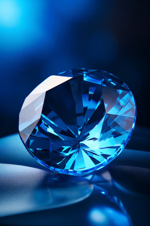 blue diamond on a dark blue background. 3d illustration. macroの素材