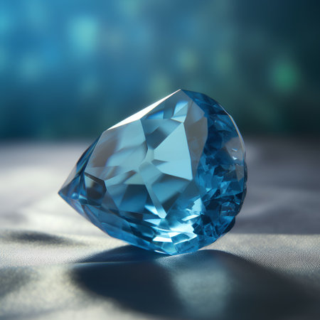 Blue sapphire on a blue background. 3d rendering.の素材