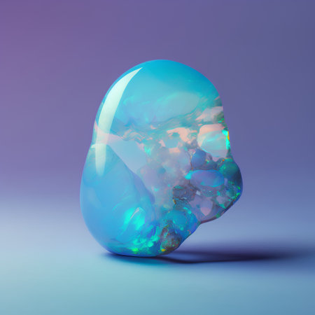 Blue gemstone on a blue background. 3d render illustration.の素材