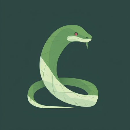 Snake logo design template. Vector illustration of a green snake icon.の素材