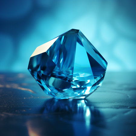 Blue diamond on a blue background with bokeh. 3d renderingの素材