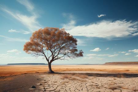 Lonely tree in the desert. Beautiful landscape with lonely tree.の素材