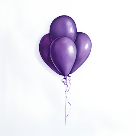 Purple balloons isolated on white background. 3d render illustration.の素材
