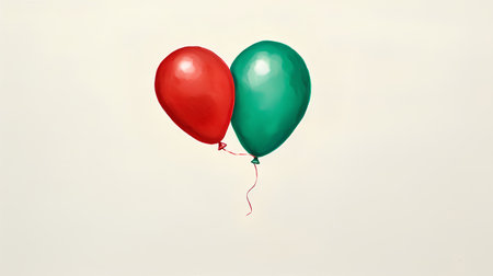Red and Green Balloons on White Background. Vector Illustration.の素材
