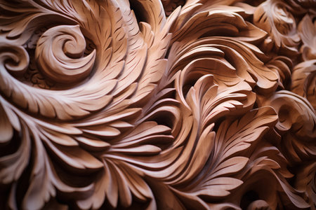 Wood carving in the form of a flower. Close-up.の素材