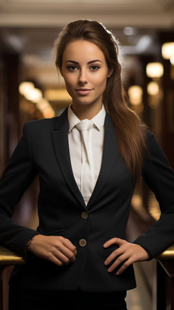 Portrait of a beautiful young business woman in a business suit.の素材