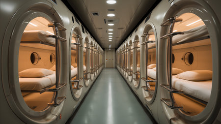 Interior of an empty train. 3D rendering. Toned image.の素材