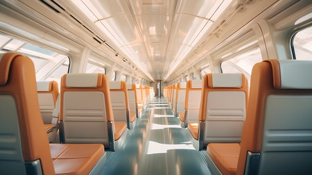 Interior of an empty train. 3d rendering toned imageの素材