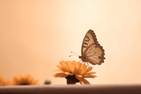 butterflygold flower with soft focus background and copy spaceの素材