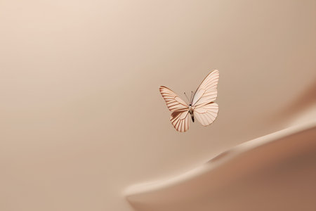 Butterfly on a silk background. 3d rendering, 3d illustration.の素材