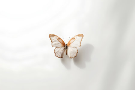 Butterfly isolated on white background. 3d render. Minimalistic style.の素材