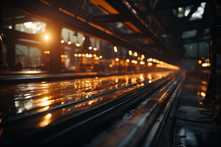 Perspective view of a modern train station in the evening.の素材