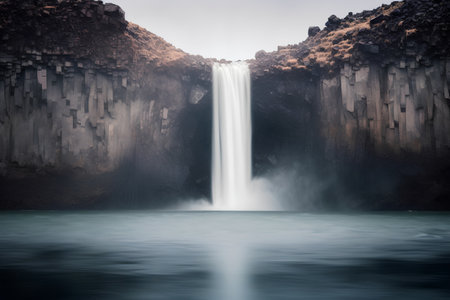 The waterfall, Iceland, Europeの素材