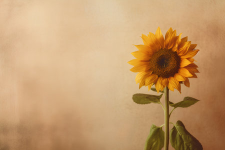 Sunflower on a grunge background with space for text or imageの素材