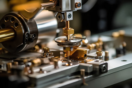 Metalworking CNC milling machine. Metalworking industry. Small depth of field.の素材