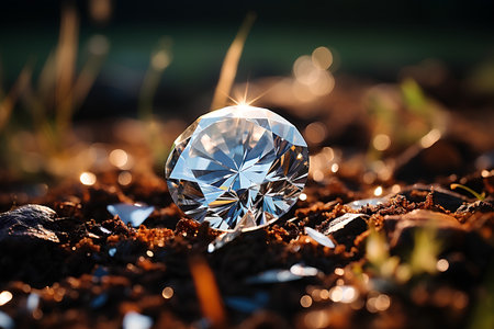 diamond on the ground with bokeh background. 3d renderingの素材
