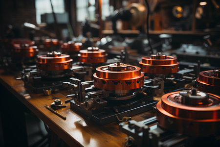 Production line of the automobile engine. Automotive parts manufacturing process.の素材