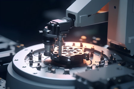 3d illustration of metalworking machine. 3d rendering of robotic armの素材