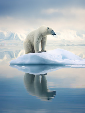 Polar bear (Ursus maritimus) on the ice floe in Arcticの素材