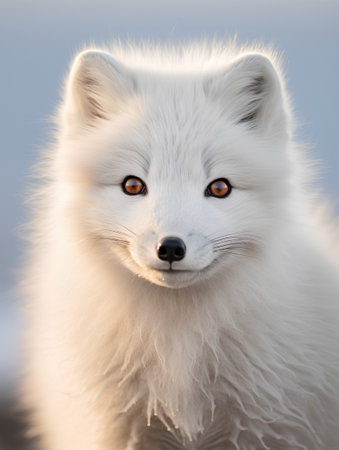 Portrait of a beautiful white arctic fox (Vulpes lagopus)の素材