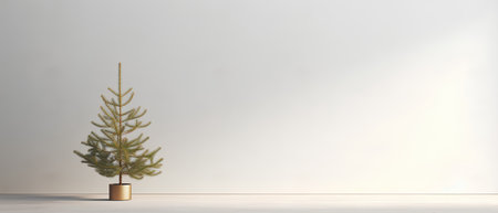 Christmas tree in a vase on a white wall background. 3d renderの素材