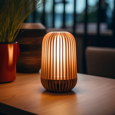 Vintage incandescent lamp on a wooden table. 3d renderingの素材