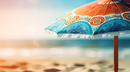 Umbrella on the beach. Vacation and travel concept.の素材