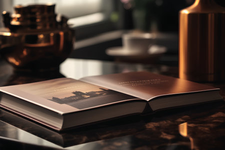Book on the table in the living room. Selective focus.の素材