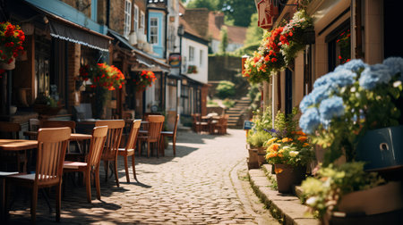 Street in the old town of Rothenburg ob der Tauber, Germanyの素材