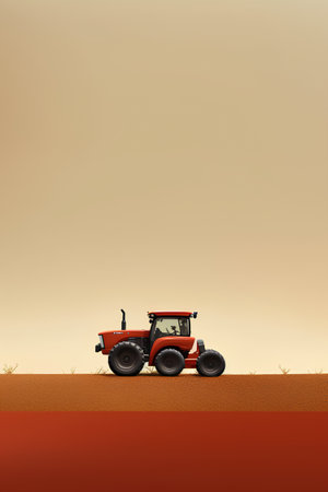 Tractor in the field. 3d render. Vector illustration.の素材