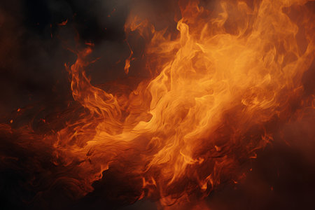Fire flames on a black background. Fire texture. Design element.の素材