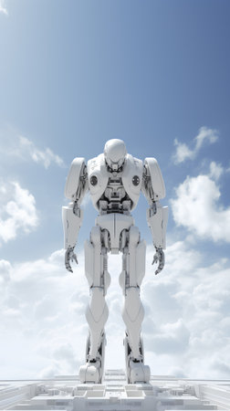 robot on a background of the sky. 3d rendering.の素材