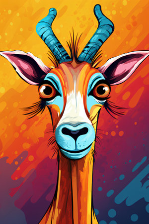 Cartoon giraffe head on abstract colorful background. Vector illustration.の素材