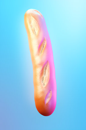 3d illustration of the letter N made of grapefruit on blue backgroundの素材