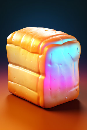 3d rendering of a piece of cheese on a colorful background.の素材