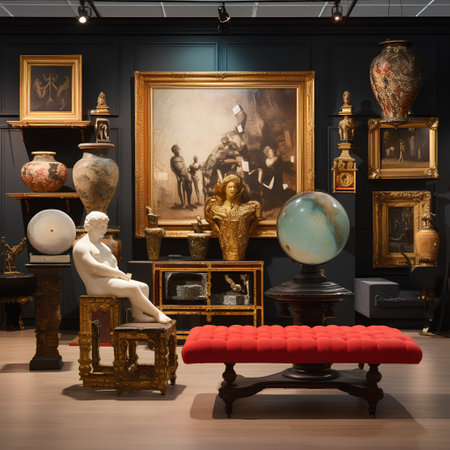 Interior of an old museum with a lot of antique objects.の素材