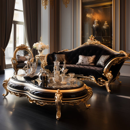 Luxury living room interior in classic style. 3d renderの素材