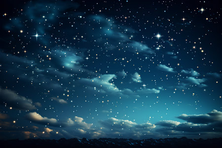 Night sky with clouds and stars. Vector illustration. Eps 10.の素材